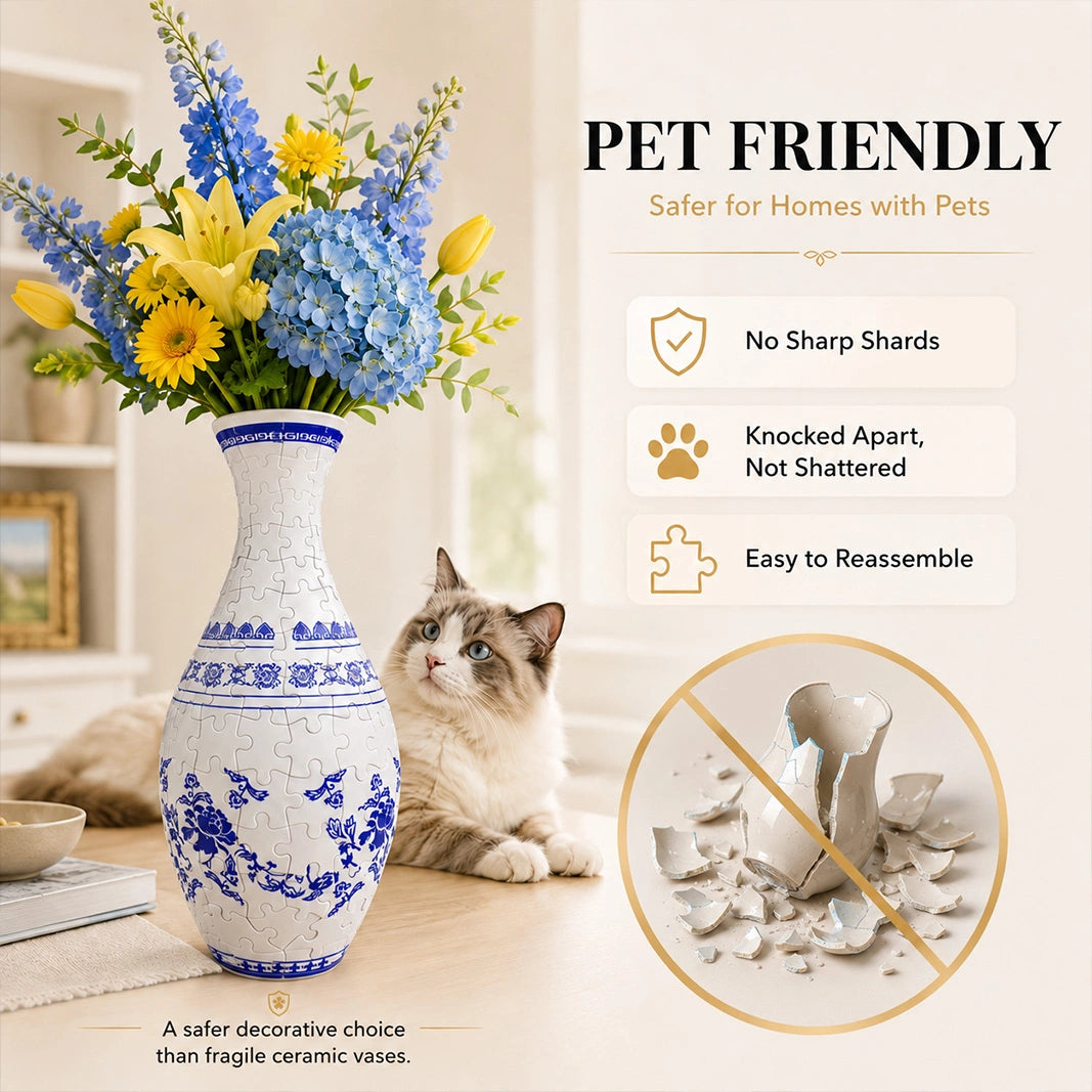 3D Puzzle Vase – Buildable Decorative Vase with 16 Artistic Designs - product detail image 3