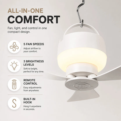 LED Camping Ceiling Fan with Light & Remote Control
