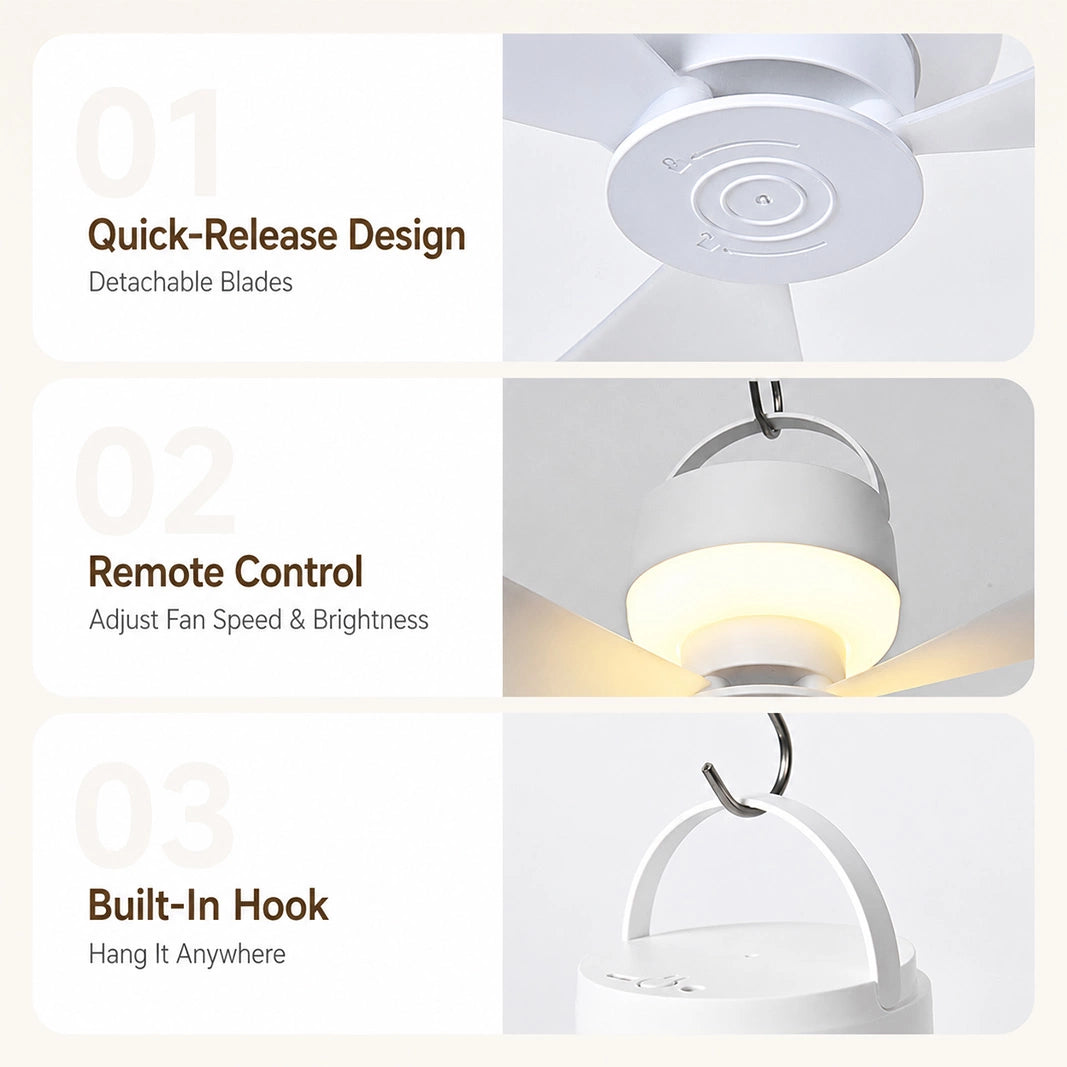 LED Camping Ceiling Fan with Light & Remote Control