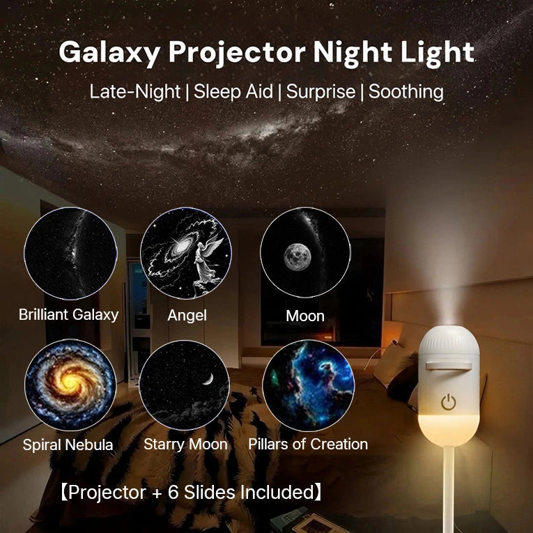 2-in-1 Galaxy Projector Night Light with 6 Projection Slides