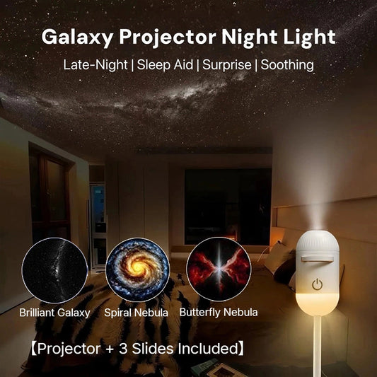 2-in-1 Galaxy Projector Night Light with 3 Projection Slides