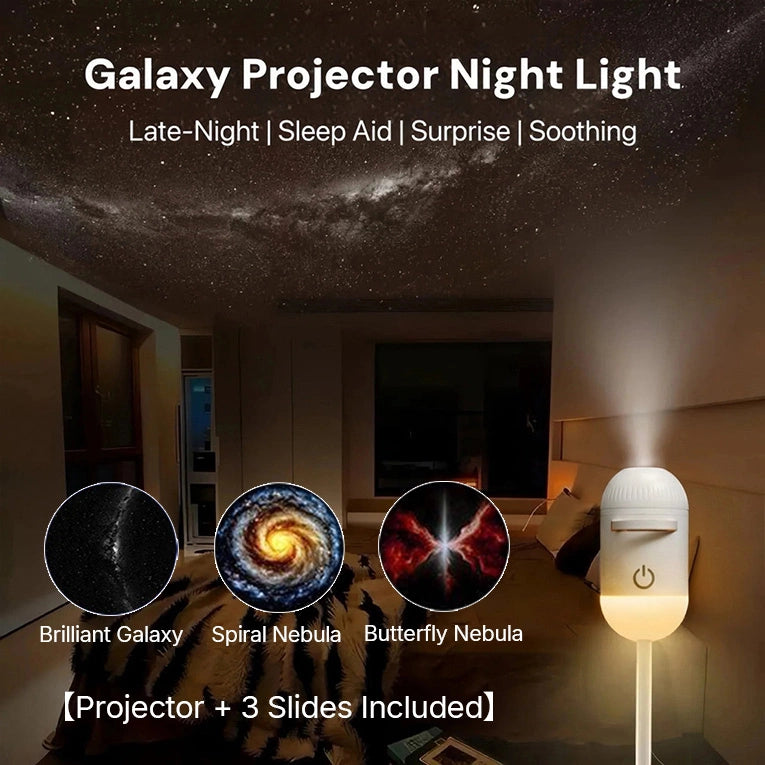 2-in-1 Galaxy Projector Night Light with 3 Projection Slides