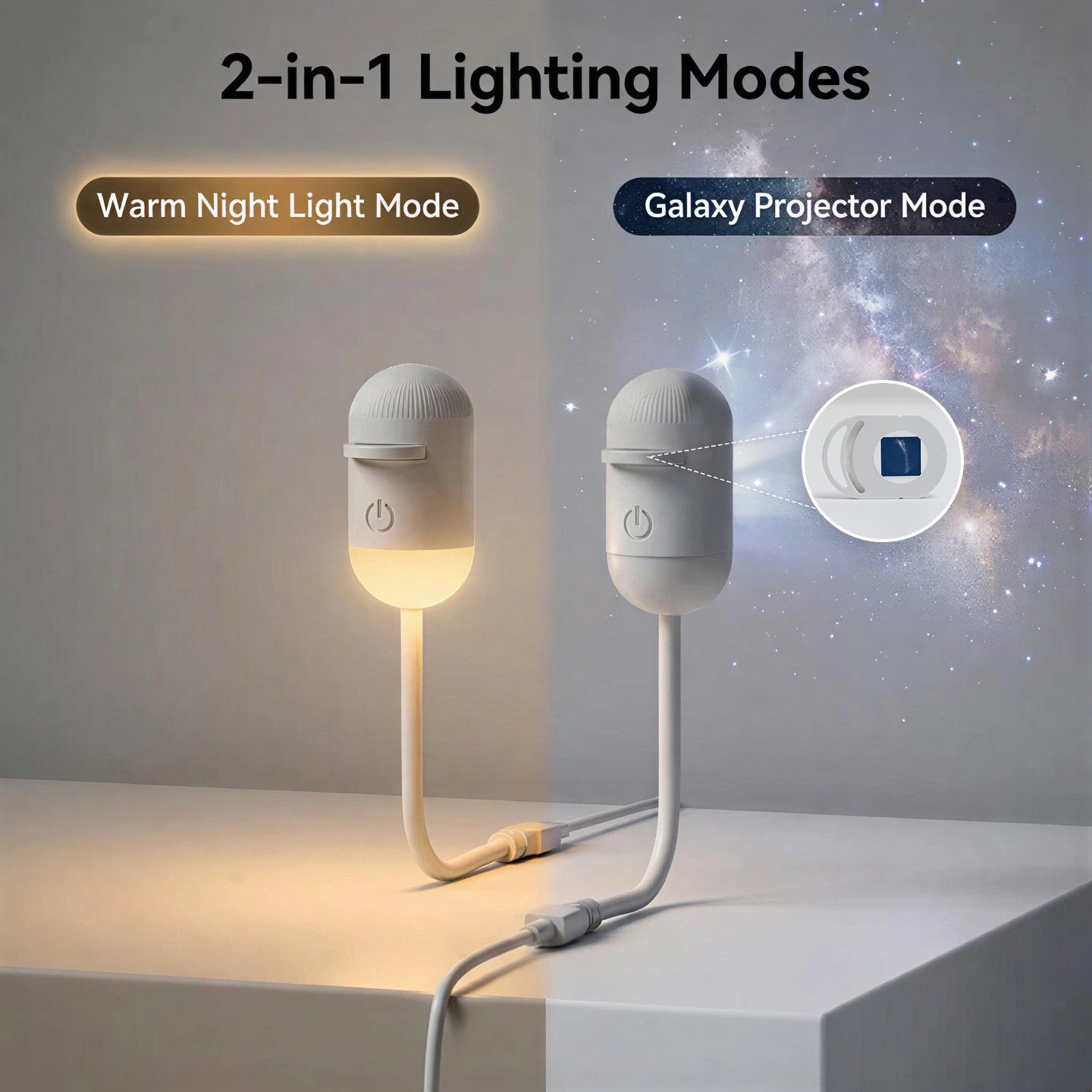 2-in-1 Galaxy Projector Night Light with 6 Projection Slides