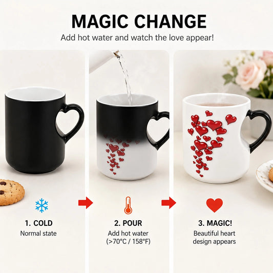 Magic Color Changing Heart Handle Mug – Heat Sensitive Coffee Cup