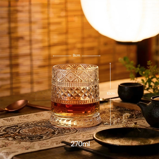 360° Rotating Crystal Whiskey Glass with LED Light Sticker