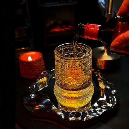 360° Rotating Crystal Whiskey Glass with LED Light Sticker