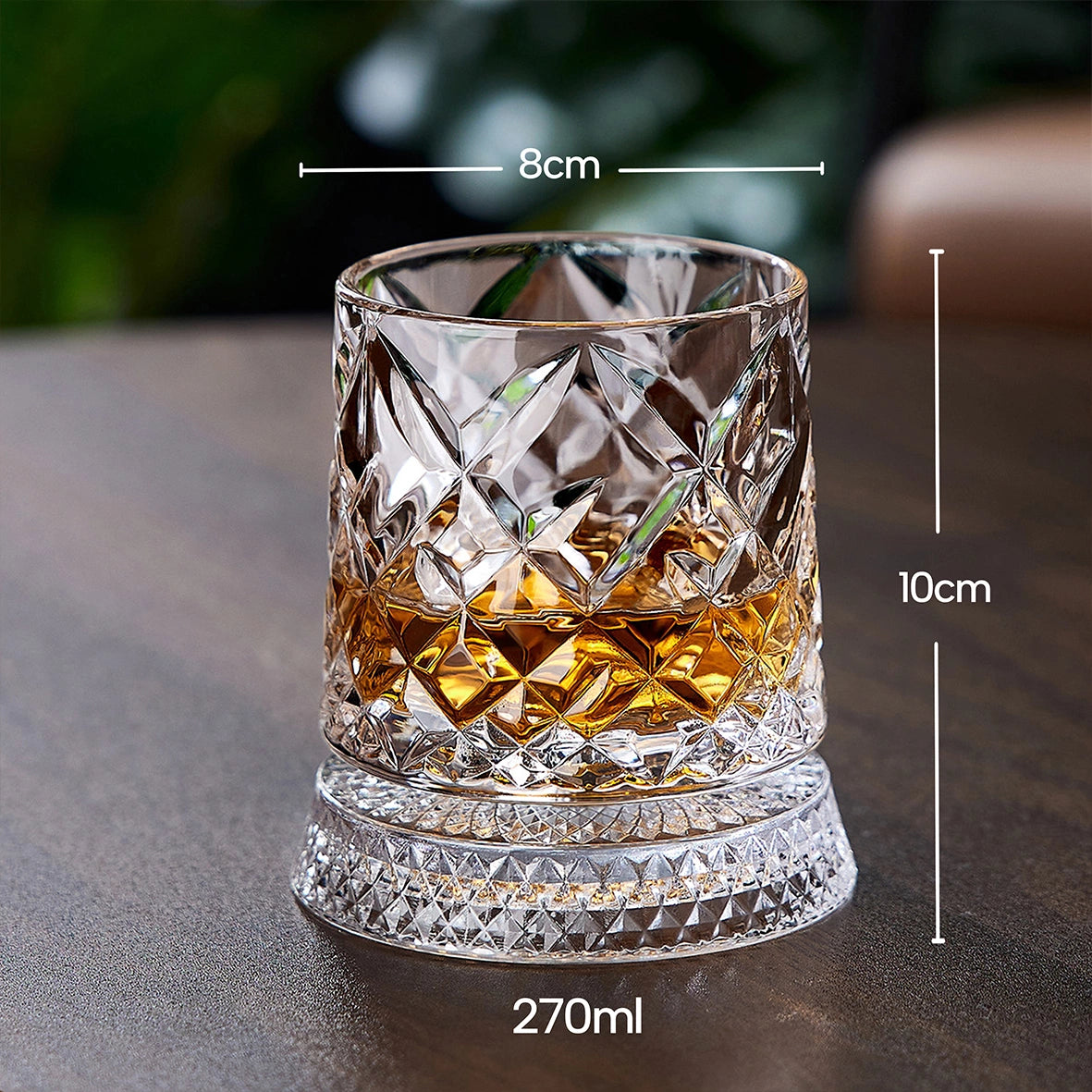 360° Rotating Crystal Whiskey Glass with LED Light Sticker