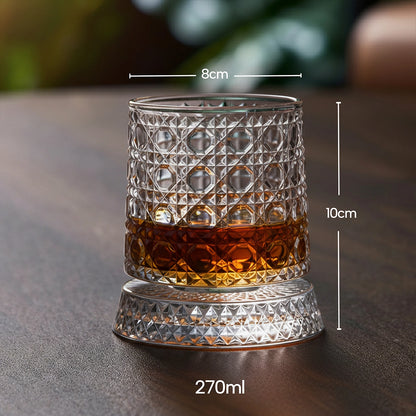 360° Rotating Crystal Whiskey Glass with LED Light Sticker