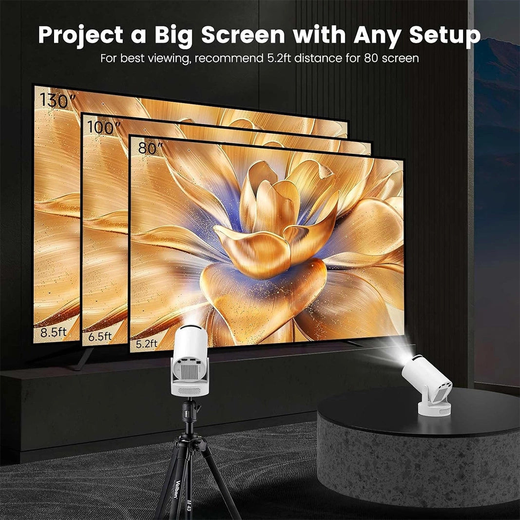 Smart Mini Projector 4K Support | Android TV 11, WiFi 6, Bluetooth 5.4 & Auto Focus