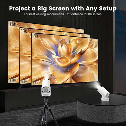 Smart Mini Projector 4K Support | Android TV 11, WiFi 6, Bluetooth 5.4 & Auto Focus