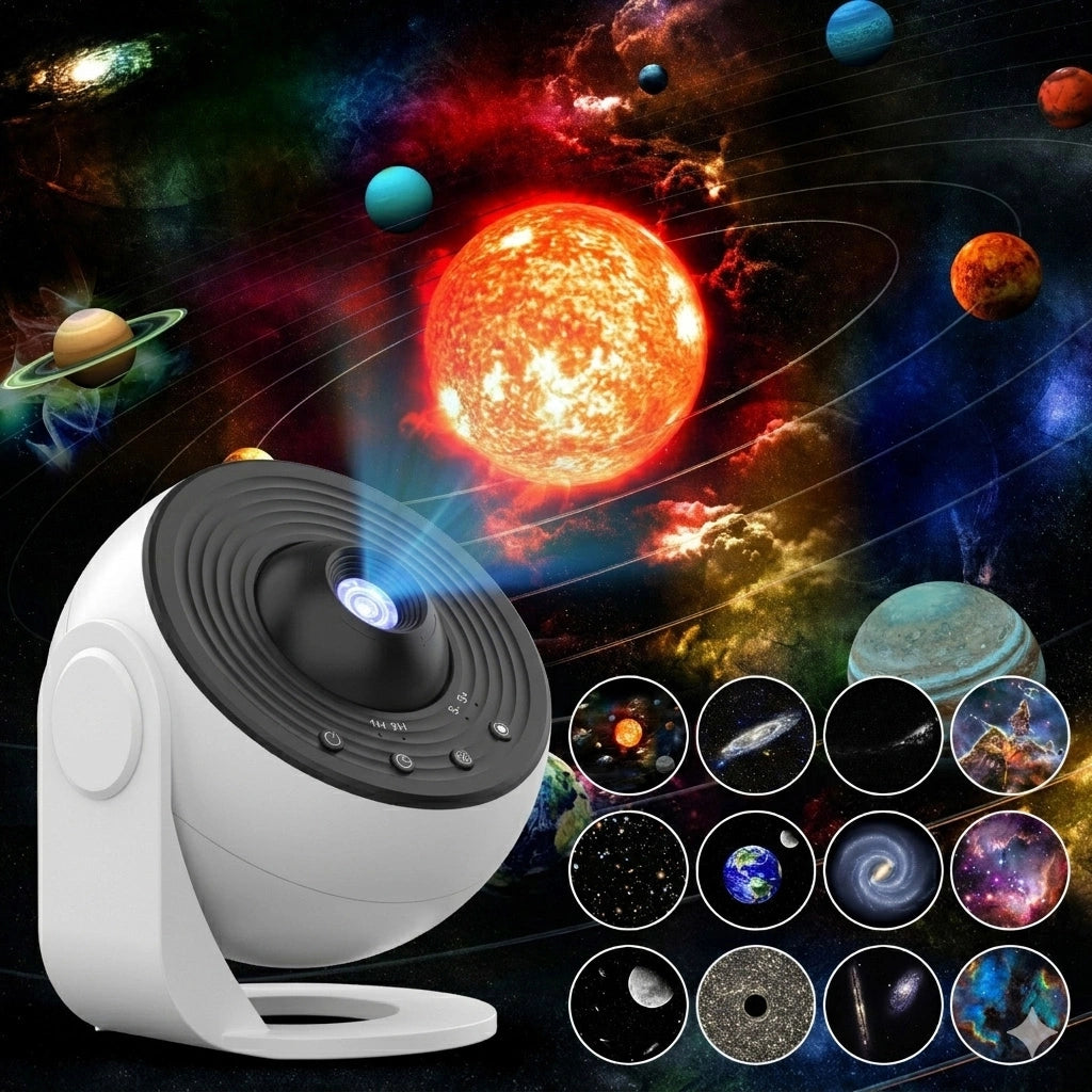 Planetarium Projector Pro | Galaxy Star Projector with 13 Projection Slides, Bluetooth & White Noise