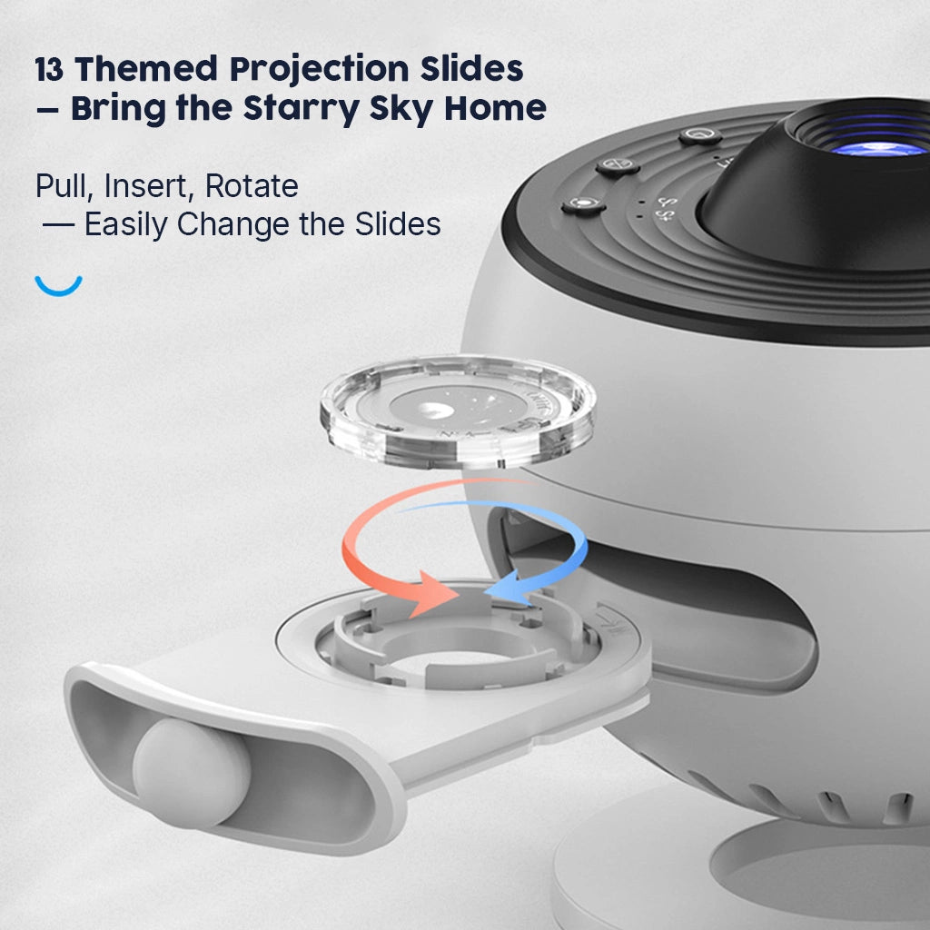 Planetarium Projector Pro | Galaxy Star Projector with 13 Projection Slides, Bluetooth & White Noise