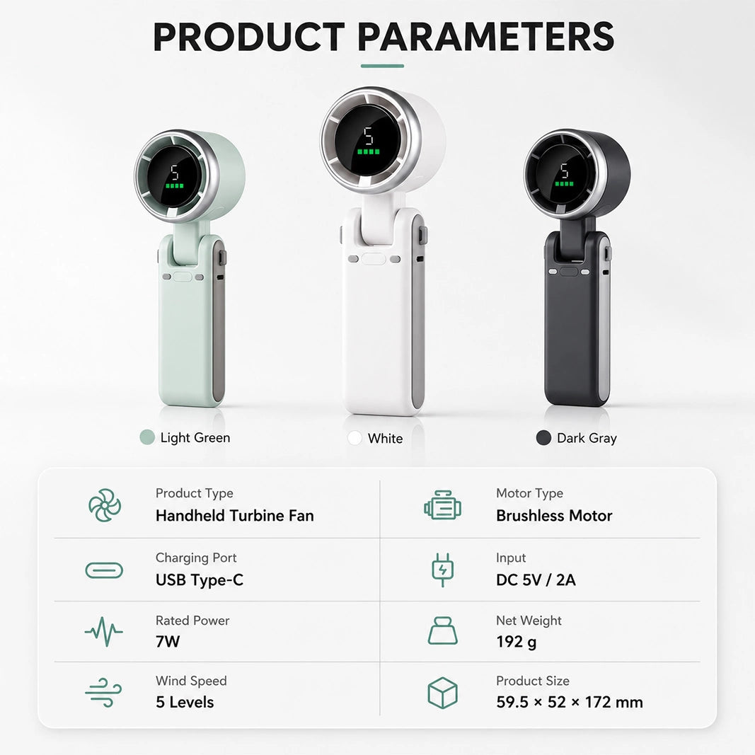 Portable Neck Fan with Digital Display