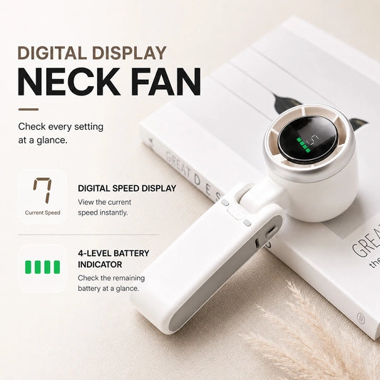 Portable Neck Fan with Digital Display