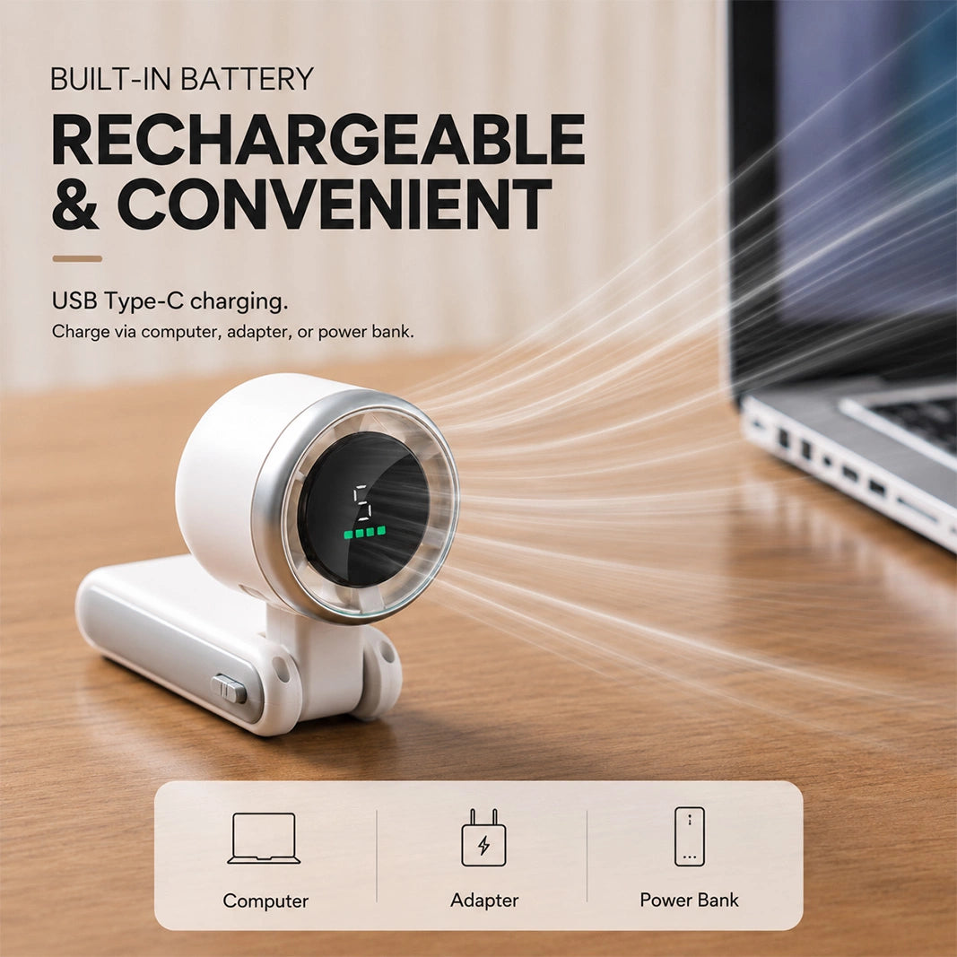 Portable Neck Fan with Digital Display