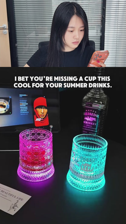 360° Rotating Crystal Whiskey Glass with LED Light Sticker